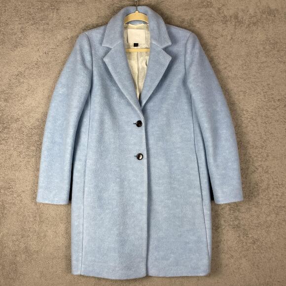 BOSS by Hugo Boss Women Overcoat 4 Wool Blend Blue Classic Office Work Chic - Picture 1 of 16